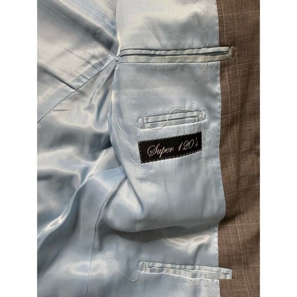 Giovanni Bresciani Sport Coat Jacket Grey Plaid Wool Sz 42L Slim Fit - Picture 8 of 9